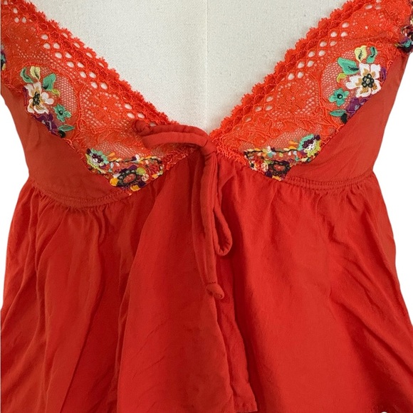 SAVAGE X FENTY Dolled Up Lace Cami Orange Top Size‎ S Floral Boho Sexy Festival - Picture 10 of 10